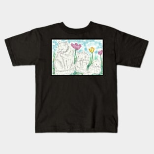 Cat family  bath time  art Kids T-Shirt